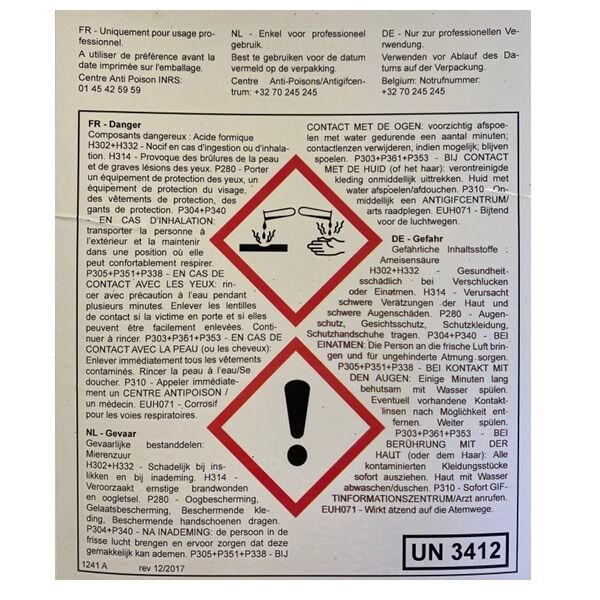 etiquette verso detartrant sanox mousse