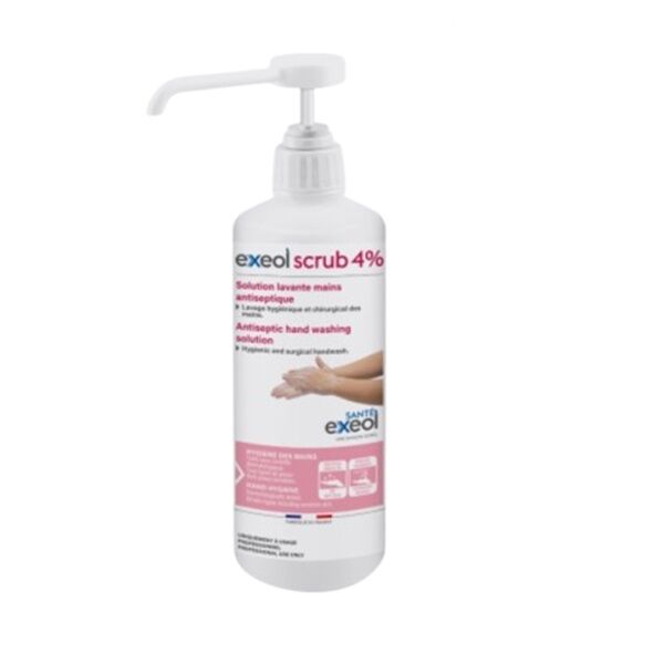 lotion lavante mains désinfectante 500 ml exeol scrub 4%