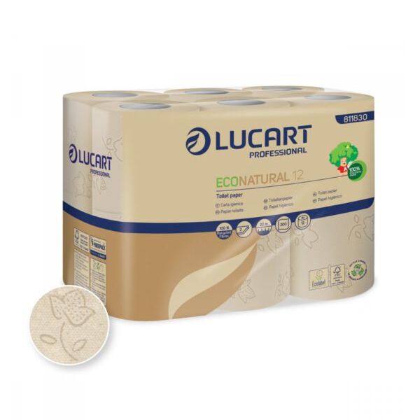lucart papier toilette ecologique eco natural 12 petits rouleaux