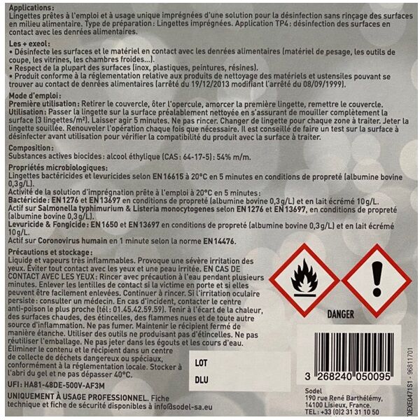 etiquette face arriere drf lingettes exeol