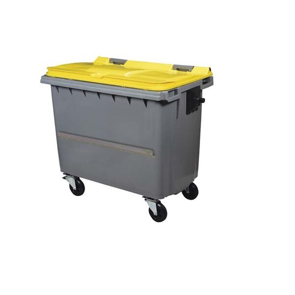 conteneur à déchets 660 L gris Jaune