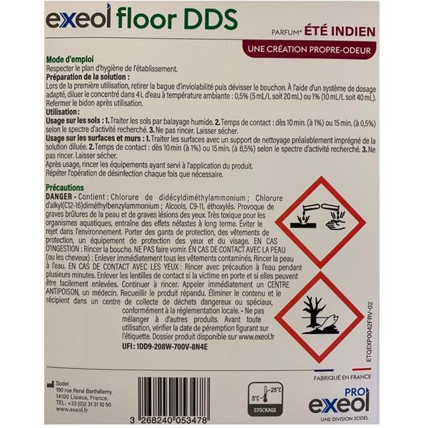 etiquette verso exeol floor dds ete indien