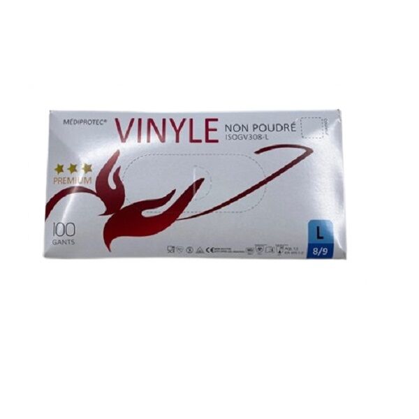 mediprotec gants vinyle non poudre taille l alimentaire et medicale