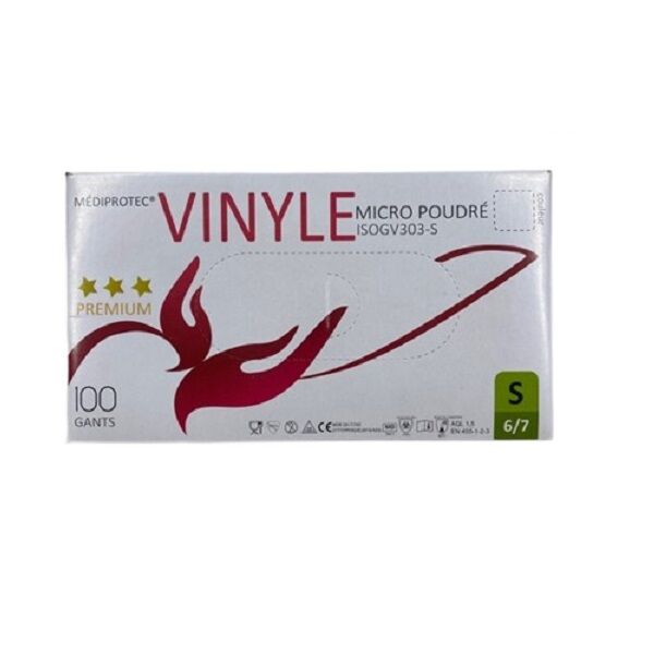 mediprotec gants vinyle micro poudres taille s alimentaire et medicale
