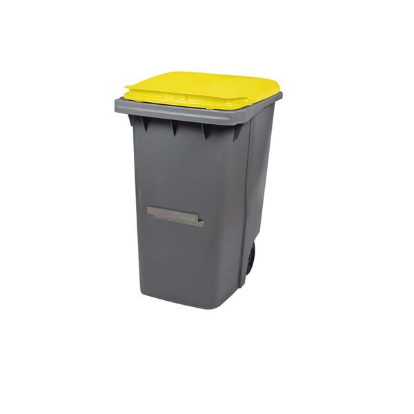 conteneur 340 ltres gris jaune 2 roues