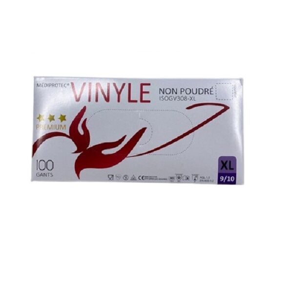 mediprotec gants vinyle non poudres taille XL alimentaire et medicale