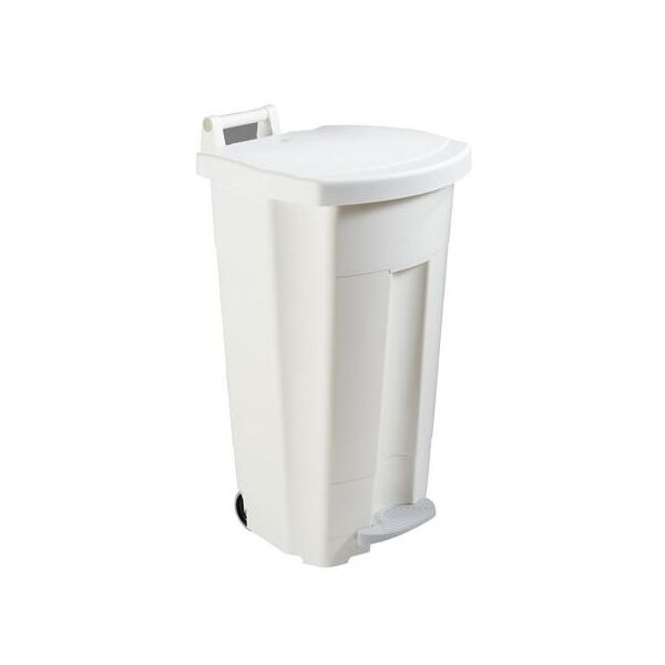 poubelle alimentaire 90 litres mobile pedale blanche
