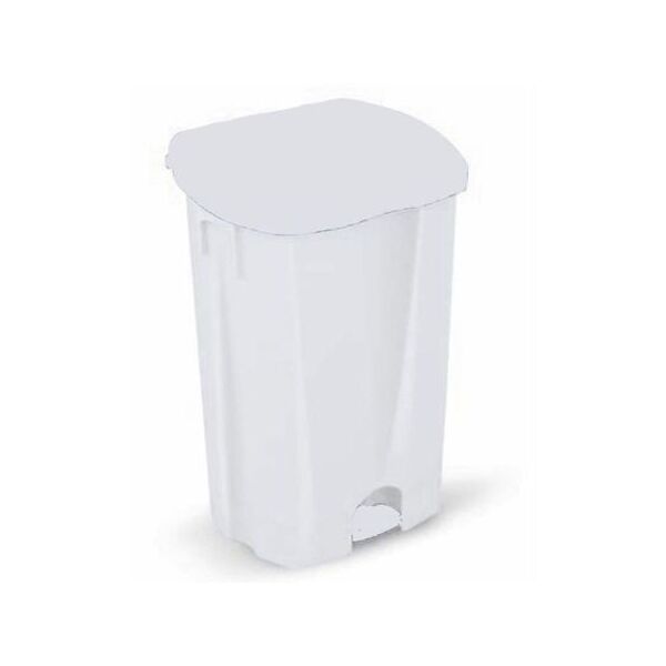 poubelle plastique 50 litres couvercle pedale blanche