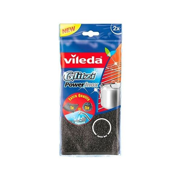 vileda glitzy power inox eponge microfibre grattante plate