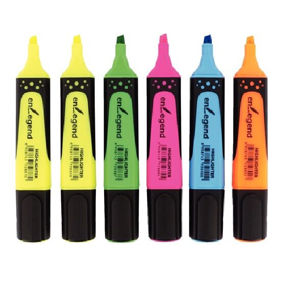 6 surligneurs avec grip