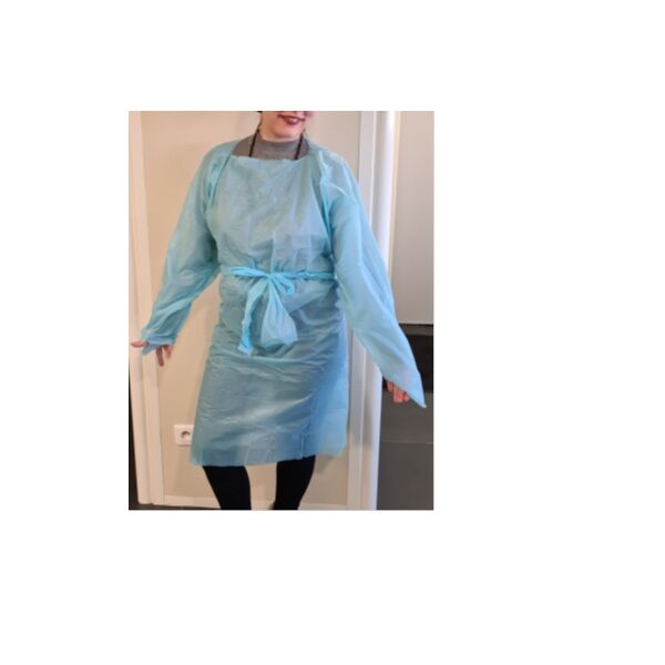 tablier bleu sarrau manches longues