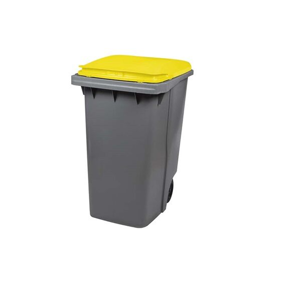 conteneur roulant gris jaune 340 litres rossignol