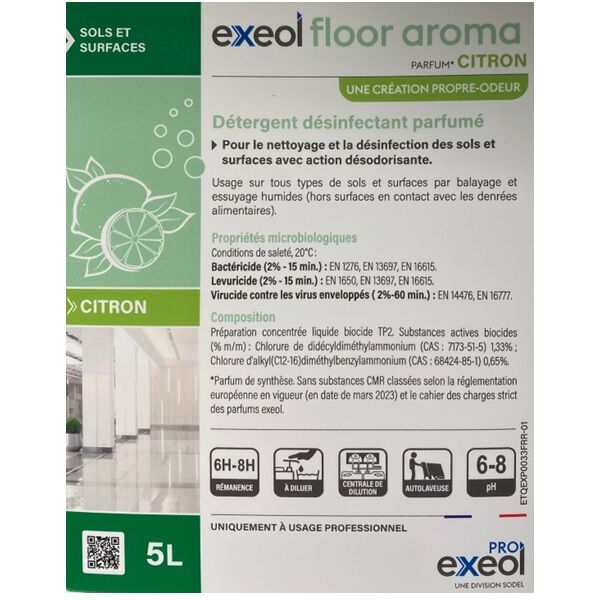 etiquette exeol floor aroma citron 5 litres