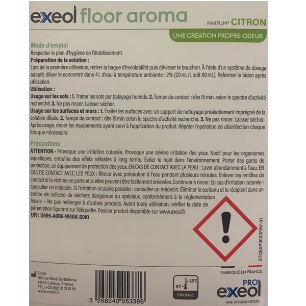 etiquette cerso exeol floor aroma 5 litres