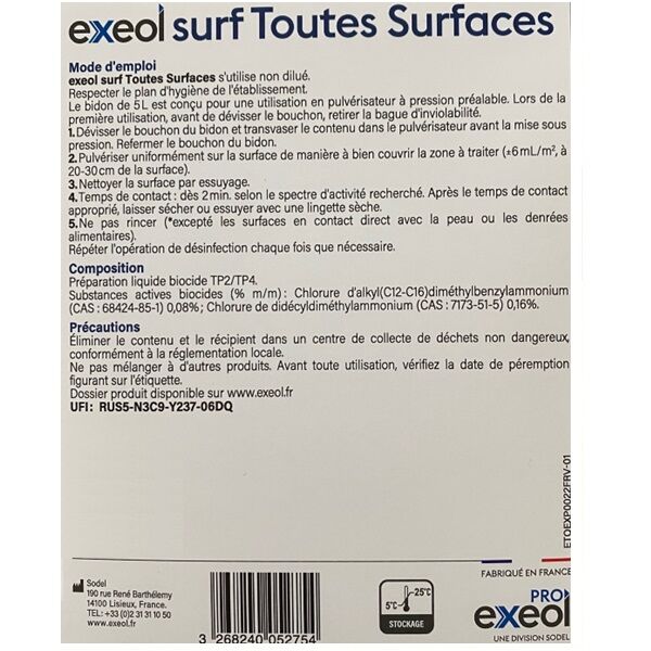 etiquette face arriere exeol surf toutes surfaces