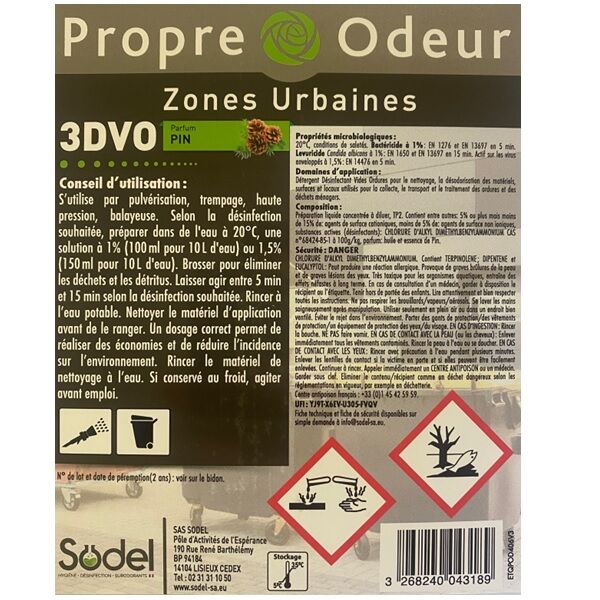 etiquette verso désinfectant poubelle 3dvo propre odeur