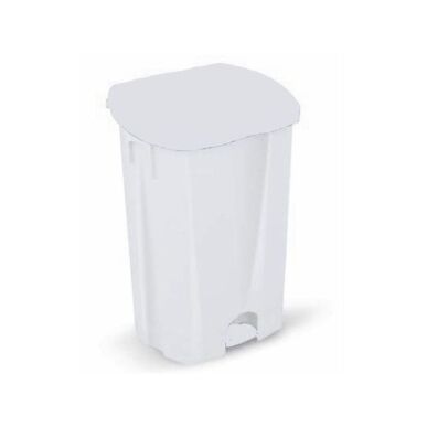 poubelle plastique 50 litres couvercle pedale blanche