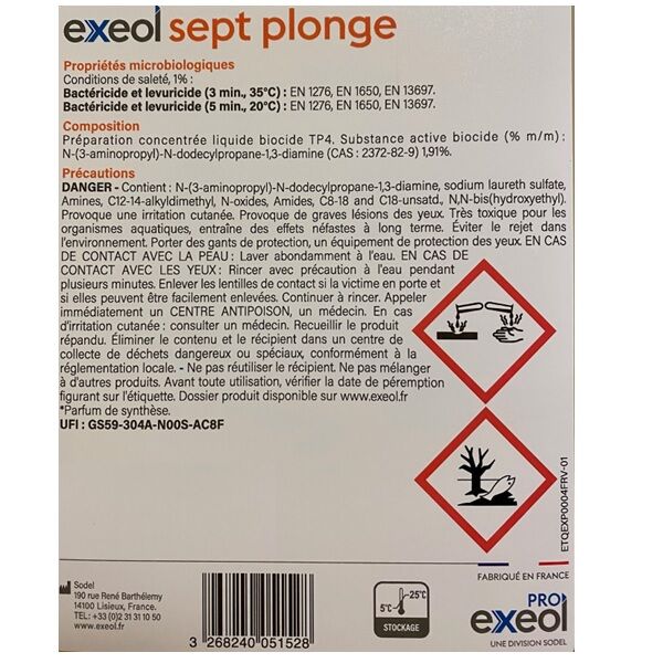 etiquette verso exeol sept plonge